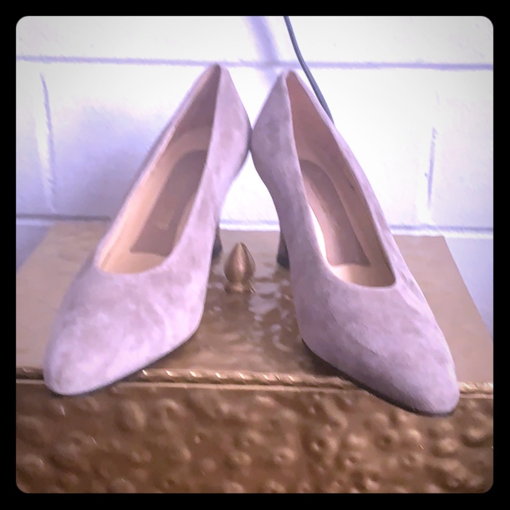 TAN SUEDE EVAN PICONE HEELS .....
